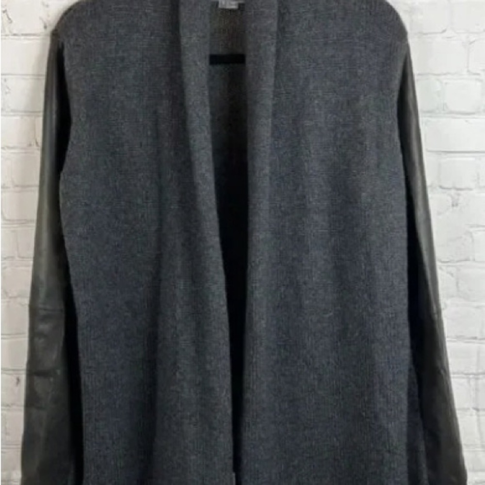 Men's Gray and Black Open Front Jacket